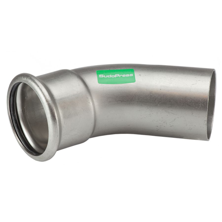 Insteekbocht 45° SudoPress RVS 316L pers x spie 108 SP6040VM VVE=2