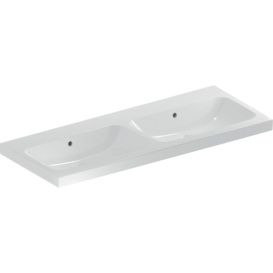 iCon Light dubbele wastafel 120x48cm zonder kraangat met overloop wit