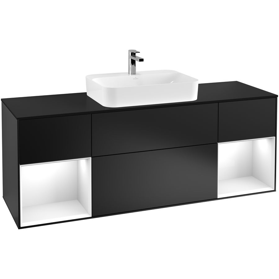 Wastafelonderkast Finion 1600x603x501mm Black Matt Lacquer G452GFPD