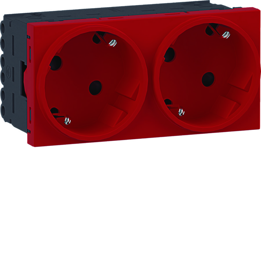 Ecoline45 contactdoos 2-voudig 45x45 33°, verkeersrood