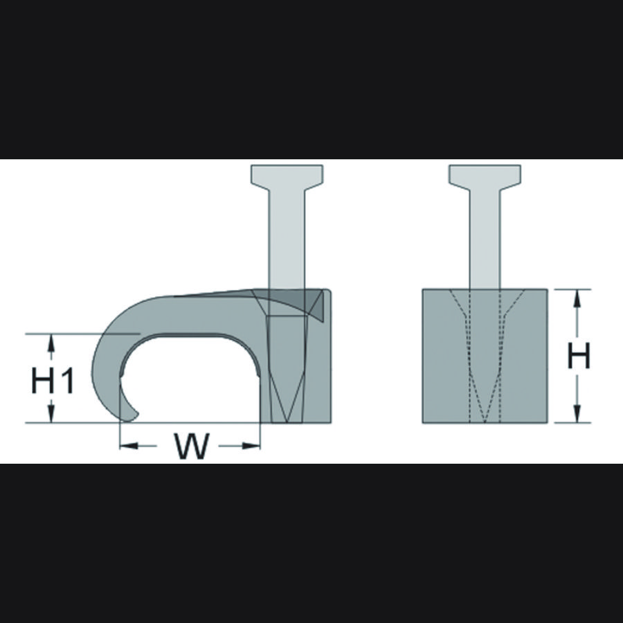 Zak a 100st. Spijkerclips voor ronde kabels 2x4 transparent