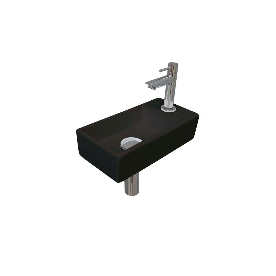 INK Versus Fonteinpack Porselein re Mat zwart/chroom 36x18