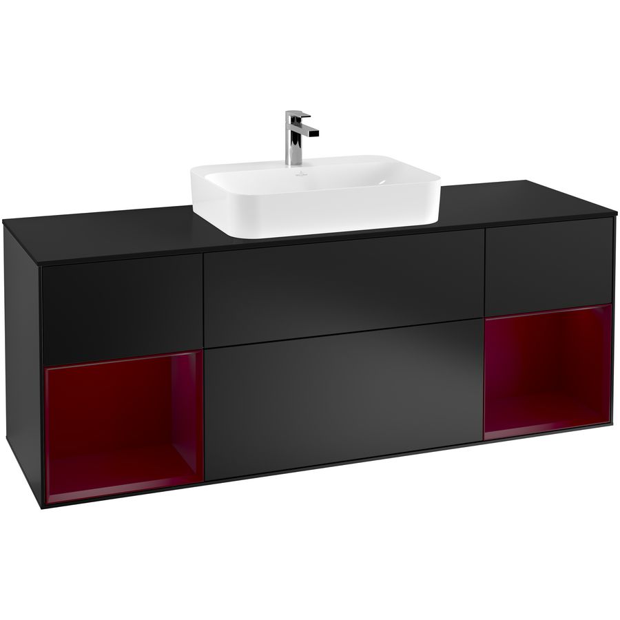Wastafelonderkast Finion 1600x603x501mm Black Matt Lacquer G452HBPD