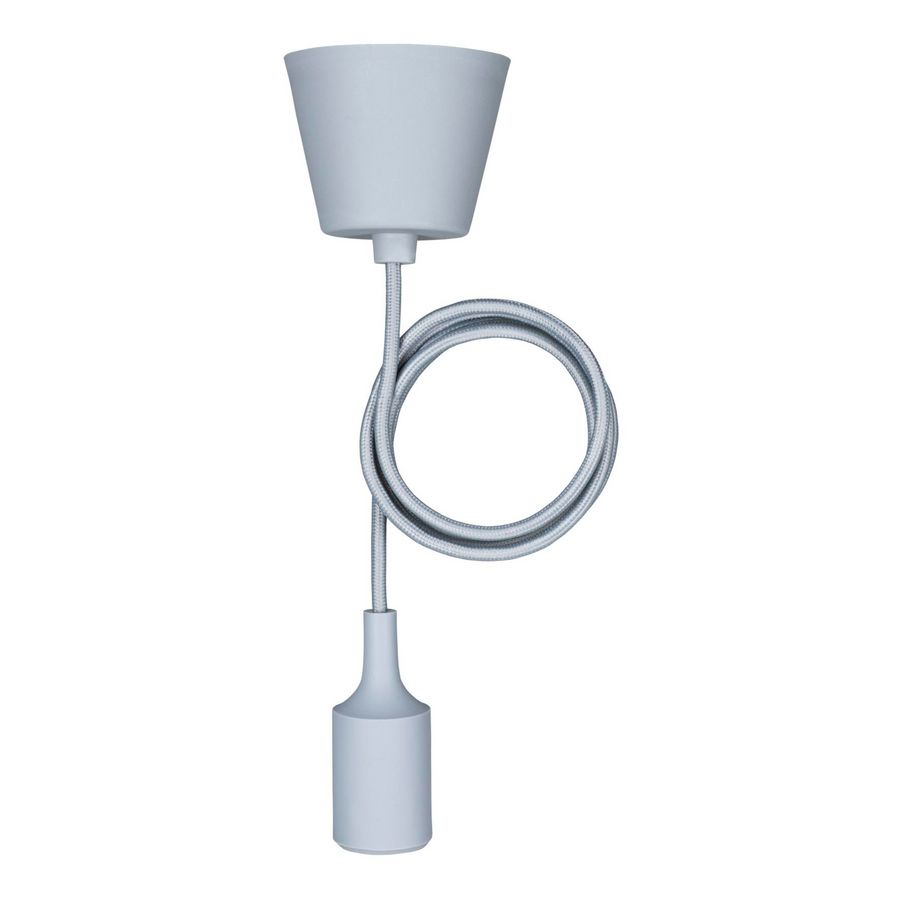 Pendel hanglamp Silicone E27 grijs L=1.5m.