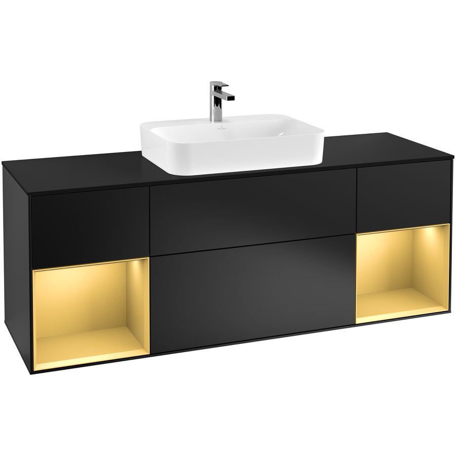 Wastafelonderkast Finion 1600x603x501mm Black Matt Lacquer G452HFPD