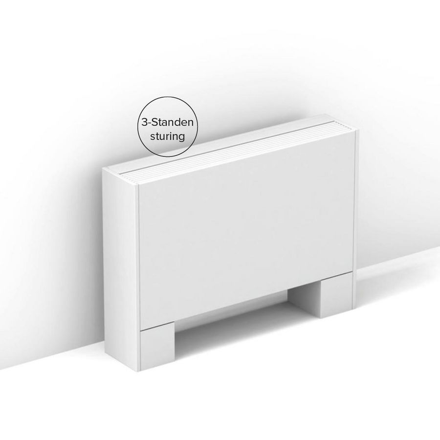 Ventilatorconvector BRIZA 22 vrijstaand H063 L225 T22 verkeerswit RAL9016 2-pijp links/rechts G2 Jaga 3-standenregeling