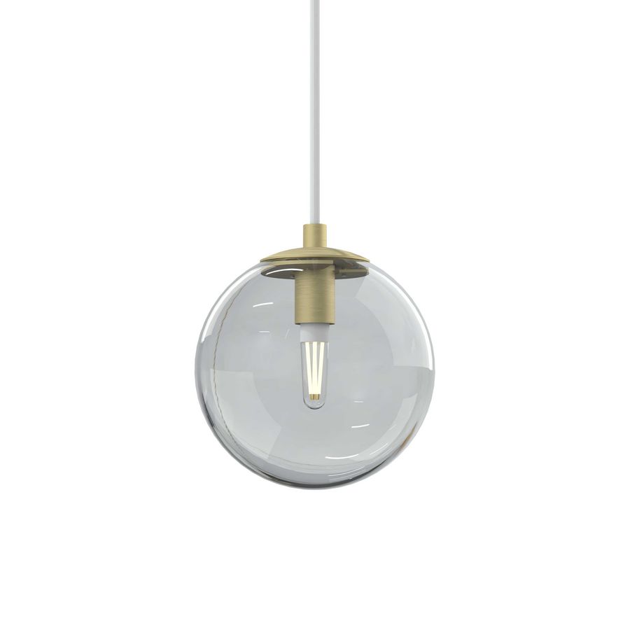 Hanglamp bol helder glas Ø13 inkortbaar snoer 150cm IP44 G9 dimbaar 13cm geborsteld mat goud