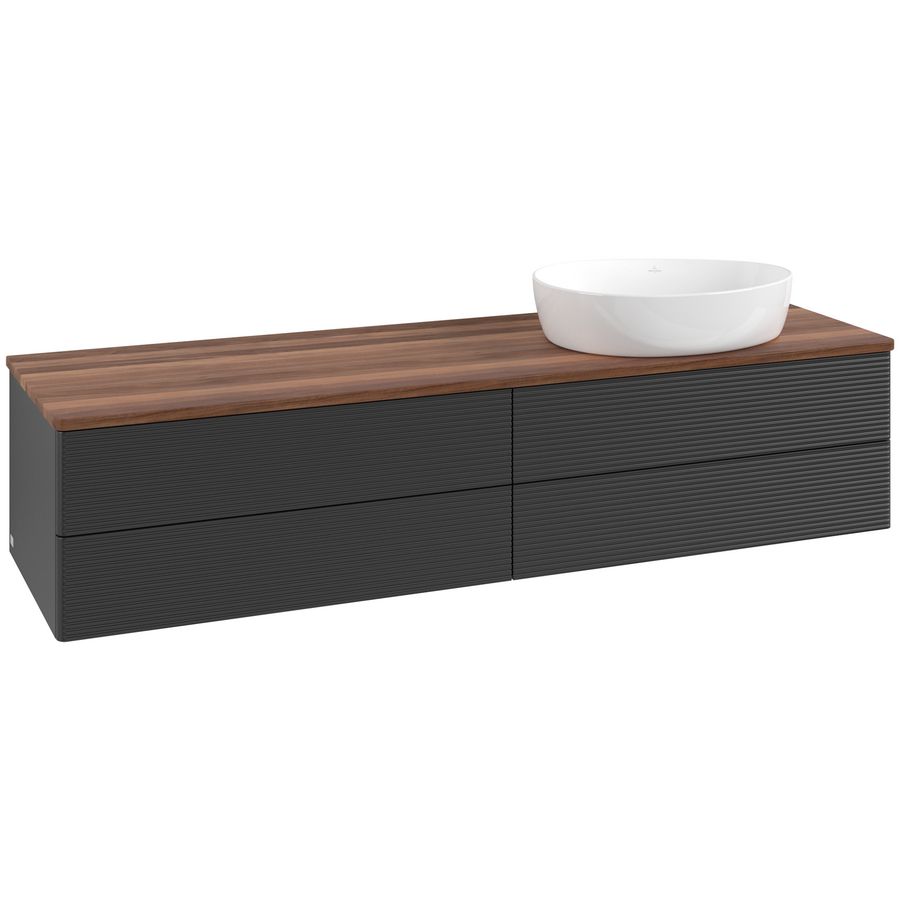 Wastafelonderkast Antao 1600x360x500mm Black Matt Lacquer L27112PD