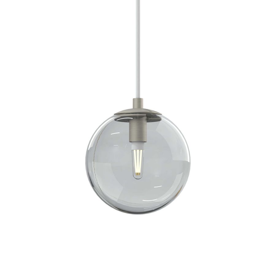 Hanglamp bol helder glas Ø13 inkortbaar snoer 150cm IP44 G9 dimbaar 13cm geborsteld rvs