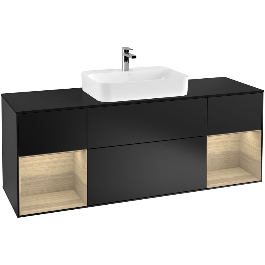 Wastafelonderkast Finion 1600x603x501mm Black Matt Lacquer G452PCPD