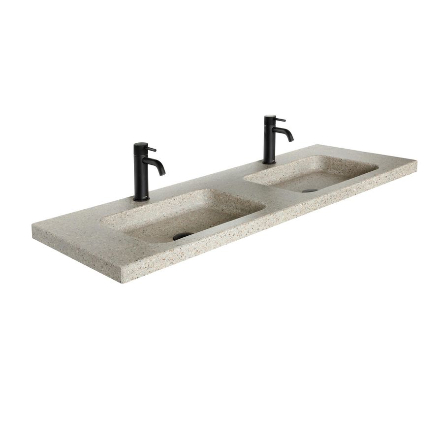 Wastafel WT223  90.5x46x6cm 1 waskom-Terrazzo brown zonder kraangat (los besteld)