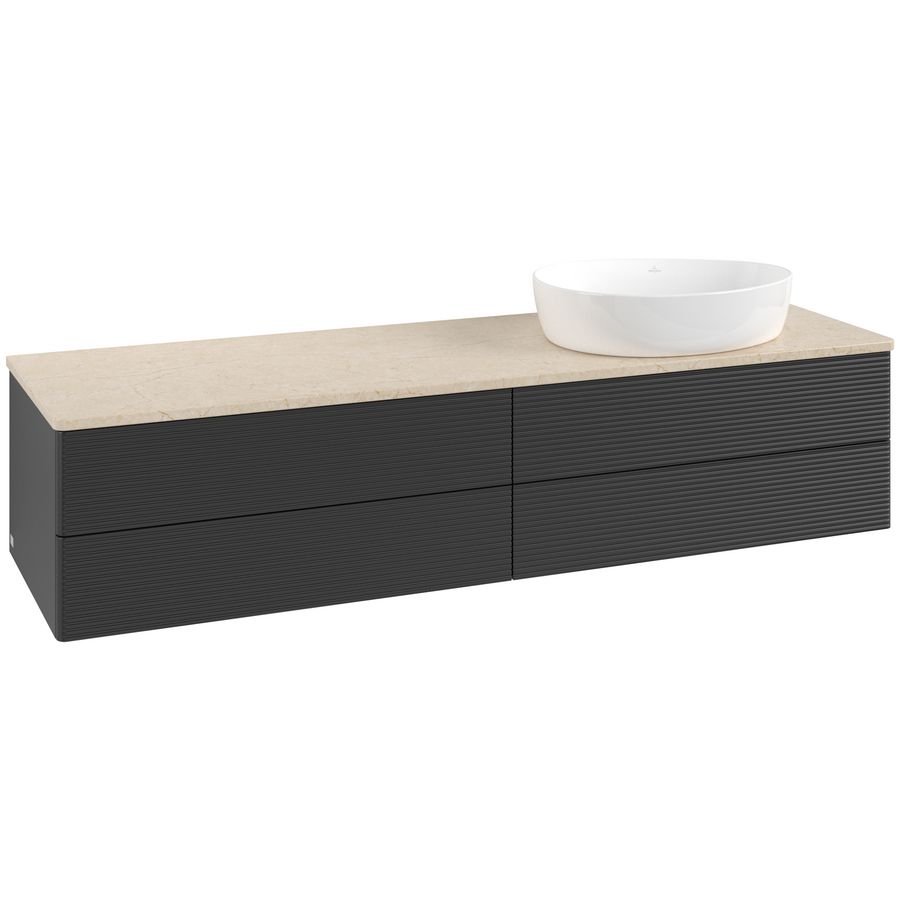 Wastafelonderkast Antao 1600x360x500mm Black Matt Lacquer L27113PD
