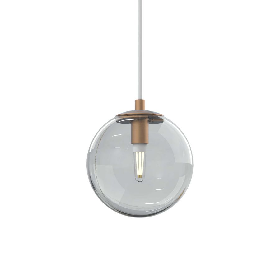 Hanglamp bol helder glas Ø13 inkortbaar snoer 150cm IP44 G9 dimbaar 13cm geborsteld koper