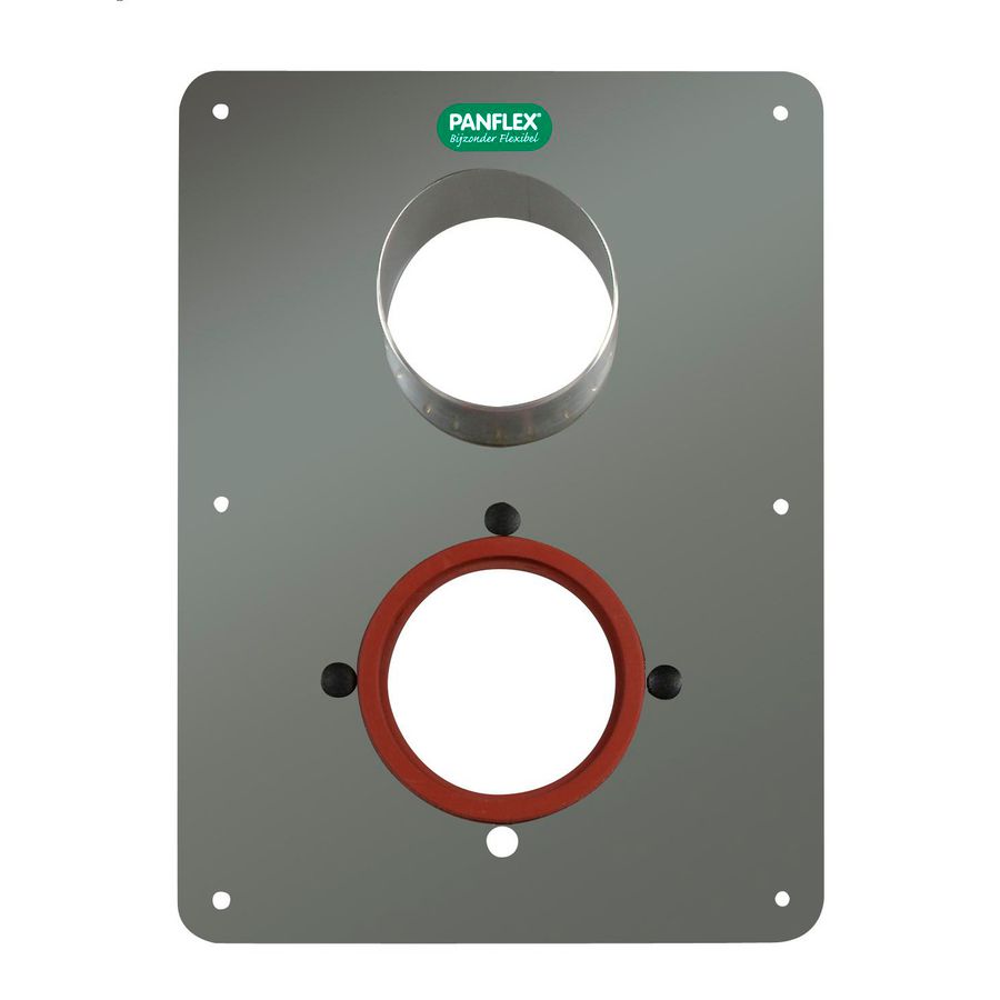 Muurplaat 2-gats RVS Ø80-80mm