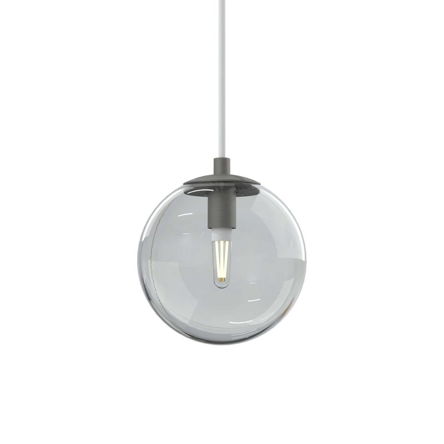 Hanglamp bol helder glas Ø13 inkortbaar snoer 150cm IP44 G9 dimbaar 13cm geborsteld metal black