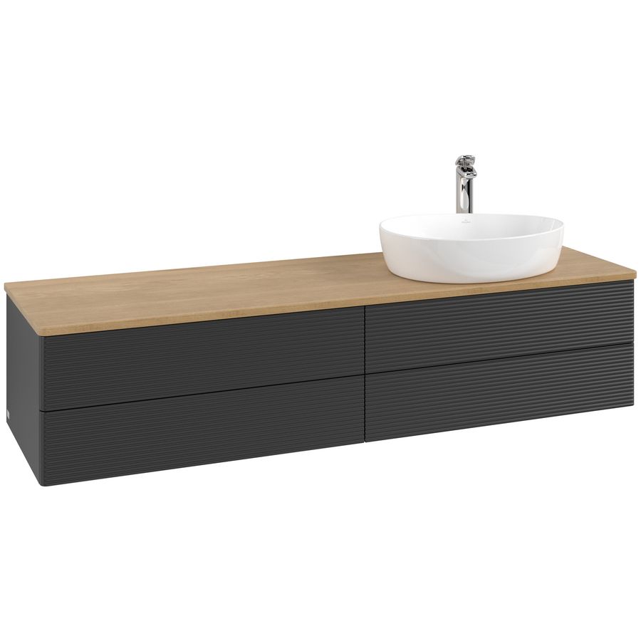 Wastafelonderkast Antao 1600x360x500mm Black Matt Lacquer L27151PD