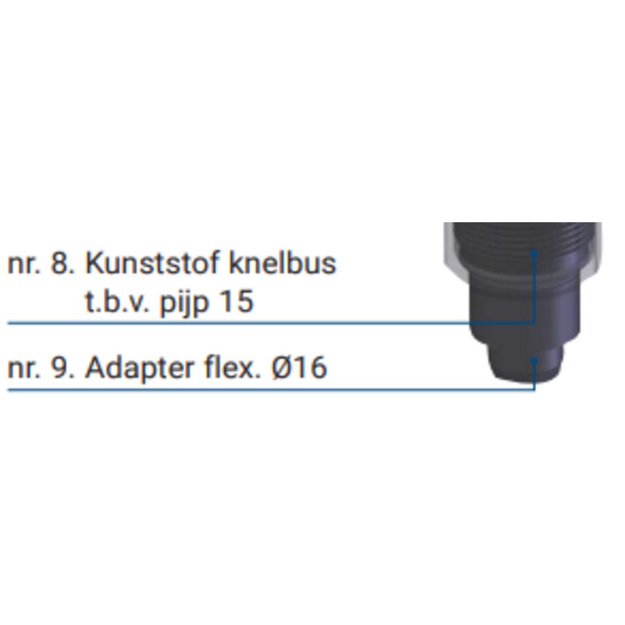 Serviceset inlaatcombinatie PenTec/DUCO (knelbus 15mm+adapter flex 16mm)