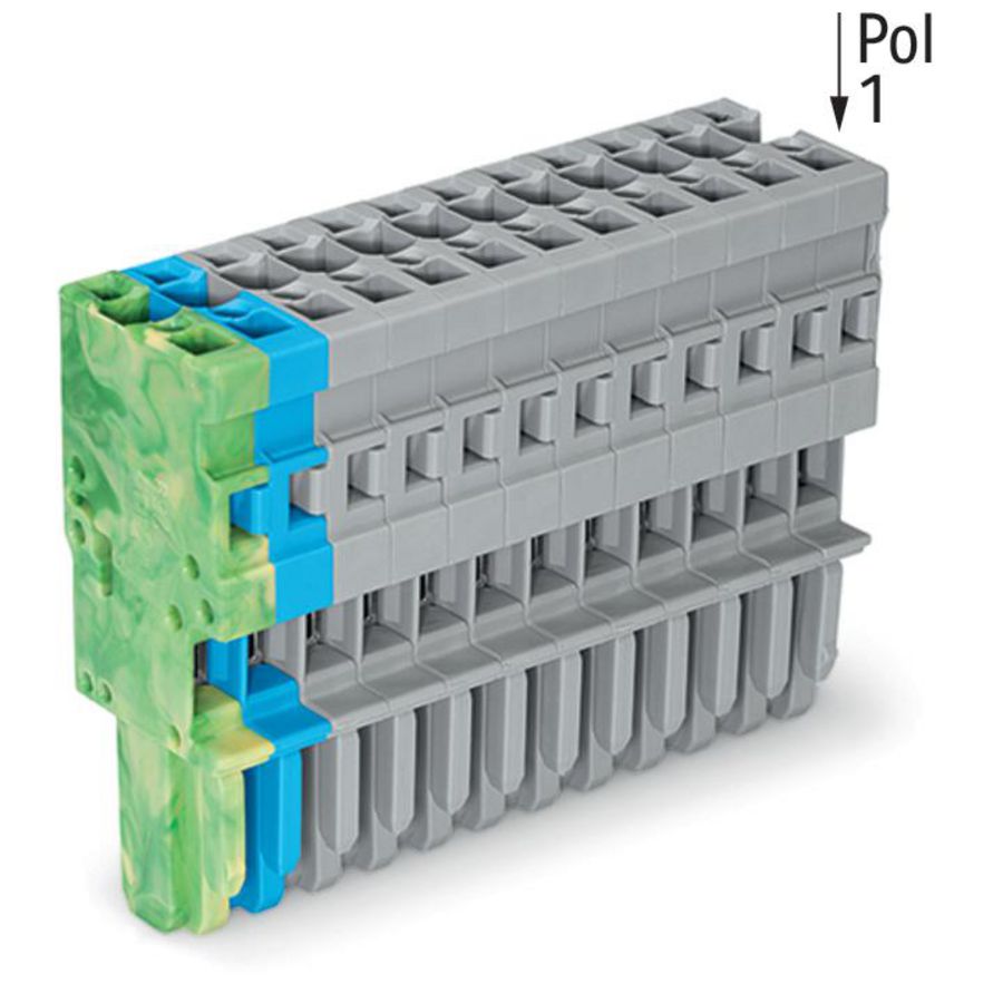 1-draads female steker CAGE CLAMP 4mm² grijs/blauw/g VVE=20