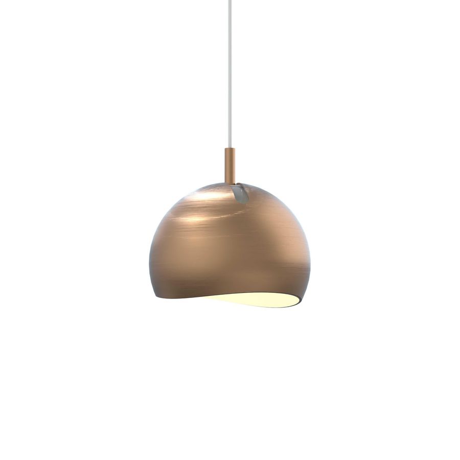 Hanglamp bol Ø12, kantelbaar IP44 snoer 150cm 2700K en dimbaar 12cm geborsteld koper