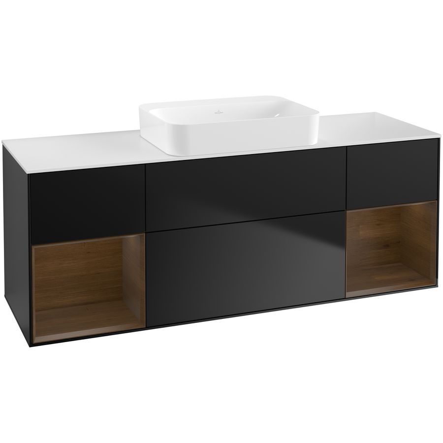 Wastafelonderkast Finion 1600x603x501mm Black Matt Lacquer G741GNPD