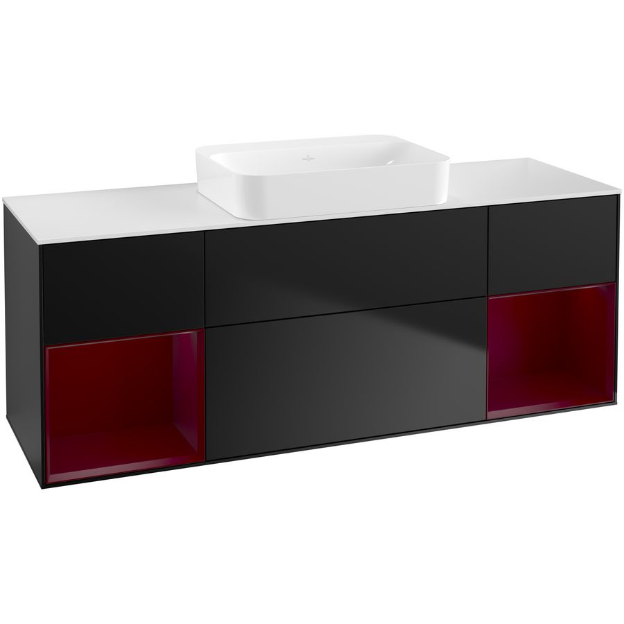 Wastafelonderkast Finion 1600x603x501mm Black Matt Lacquer G741HBPD