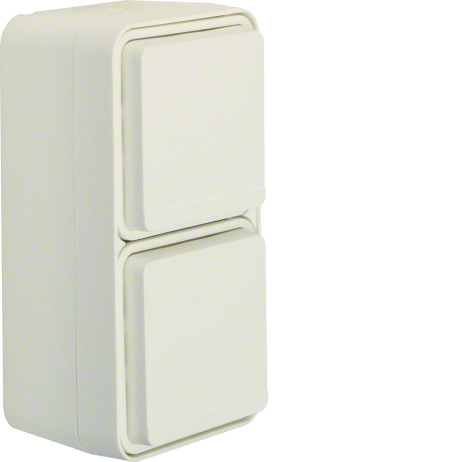 Wandcontactdoos 2-voudig verticaal met behuizing berker W.1 polarwit