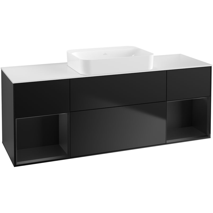 Wastafelonderkast Finion 1600x603x501mm Black Matt Lacquer G741PDPD