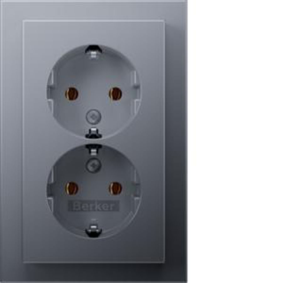 Wandcontactdoos RA 2V inb.doos hoog berker Q.3 alu gelakt
