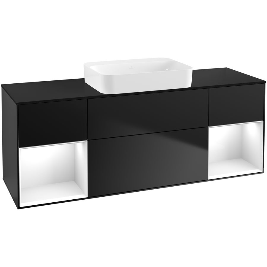 Wastafelonderkast Finion 1600x603x501mm Black Matt Lacquer G742GFPD