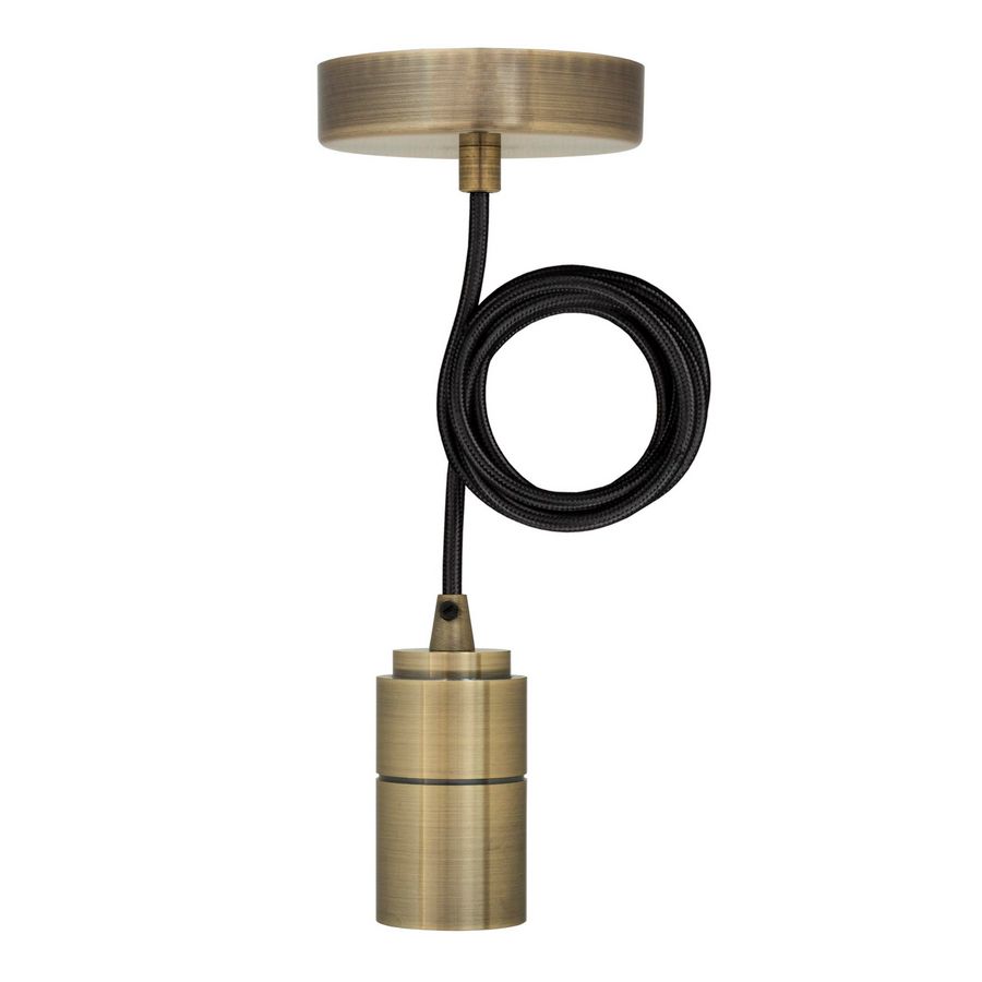 Pendel hanglamp Lyon E27 Alu brons L=1.5m. 2C zwart