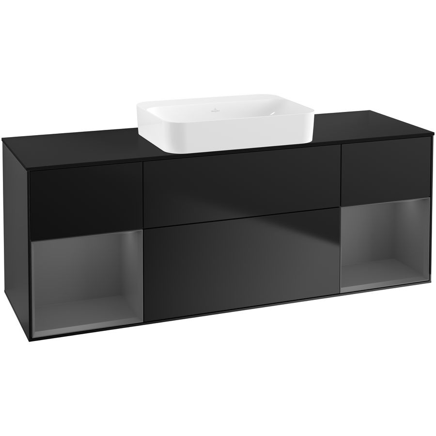 Wastafelonderkast Finion 1600x603x501mm Black Matt Lacquer G742GKPD