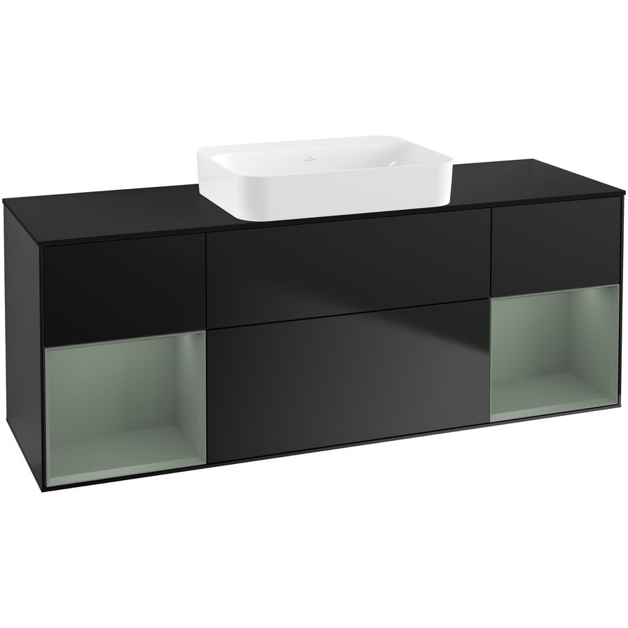 Wastafelonderkast Finion 1600x603x501mm Black Matt Lacquer G742GMPD