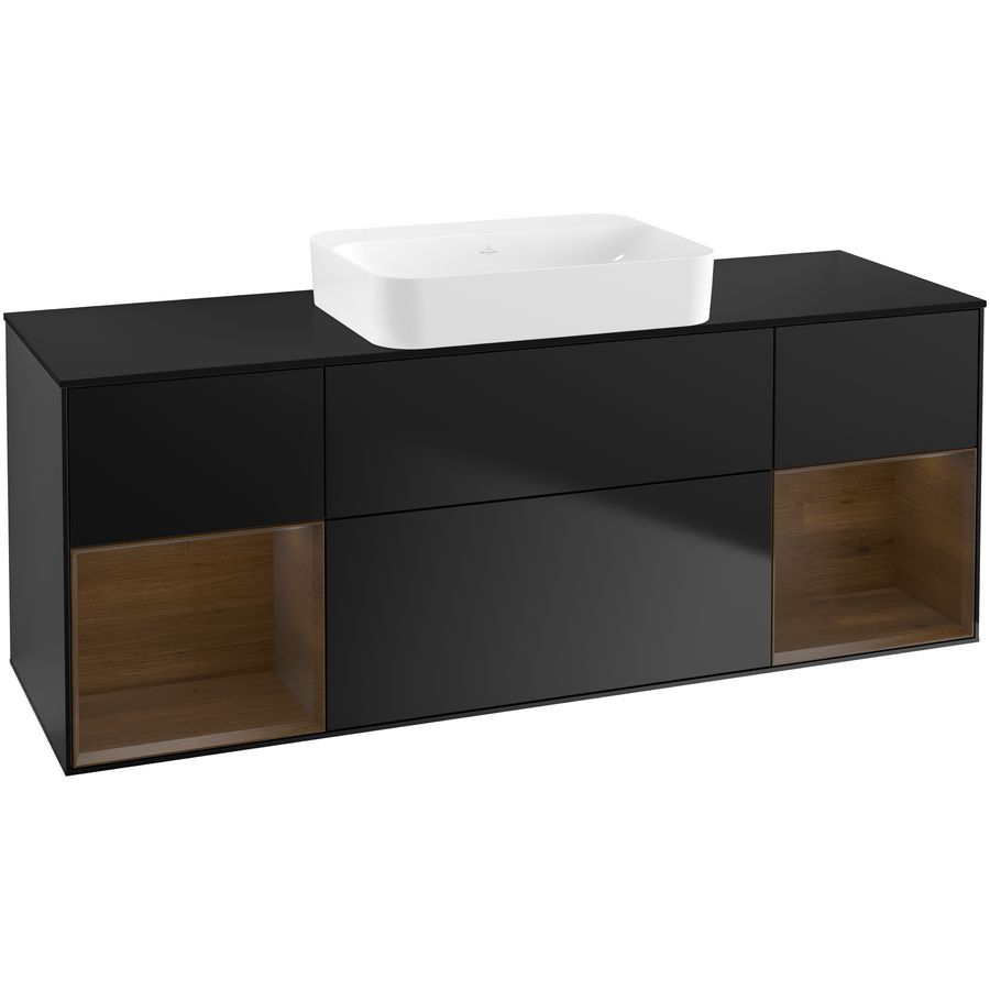 Wastafelonderkast Finion 1600x603x501mm Black Matt Lacquer G742GNPD