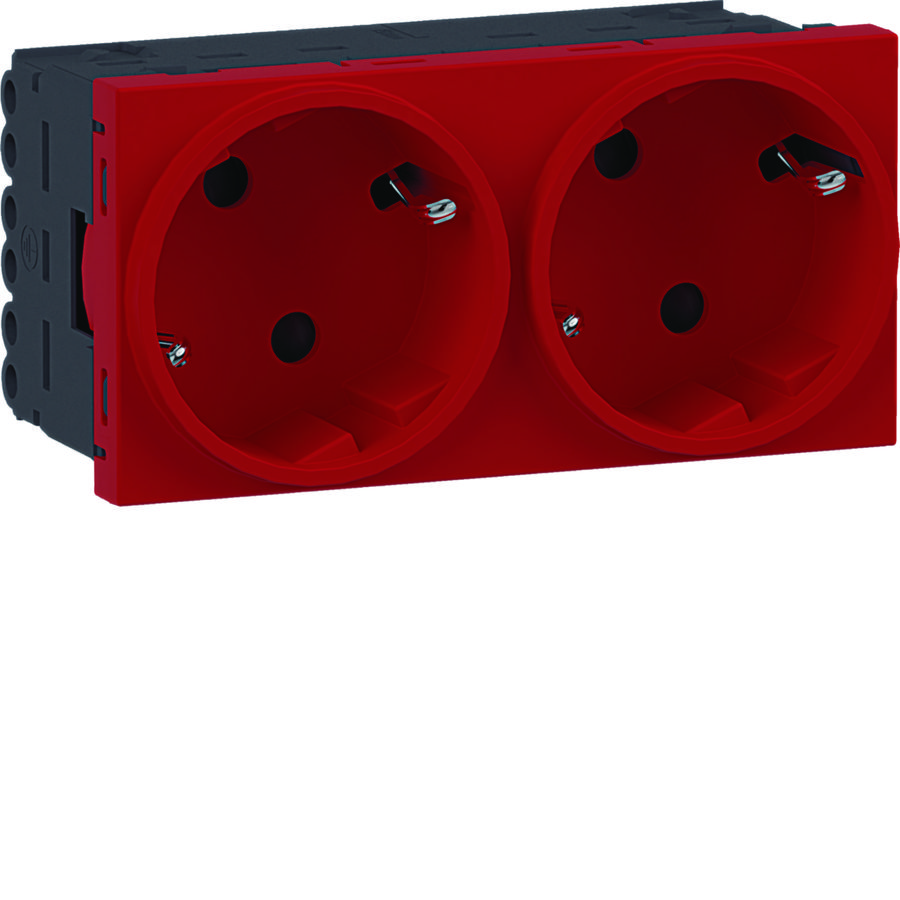 Ecoline45 contactdoos 2-voudig 45x45 66°, verkeersrood