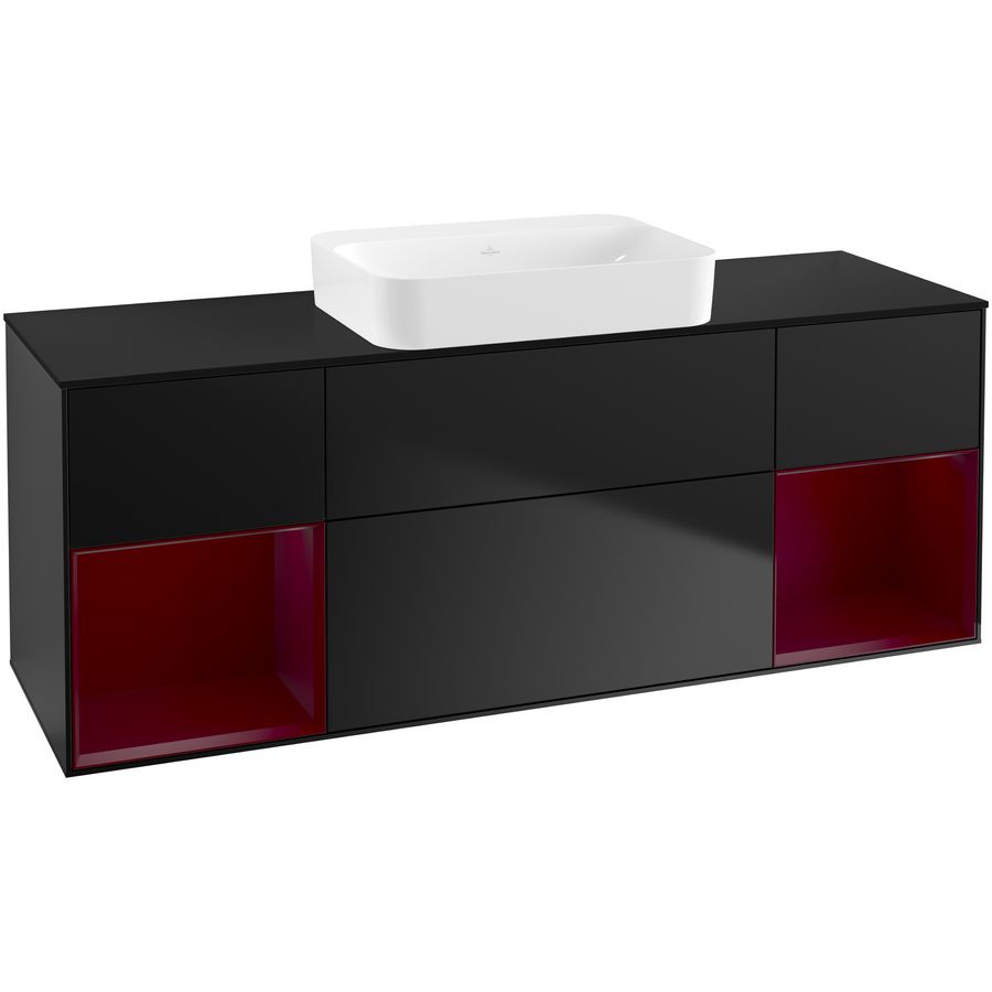 Wastafelonderkast Finion 1600x603x501mm Black Matt Lacquer G742HBPD