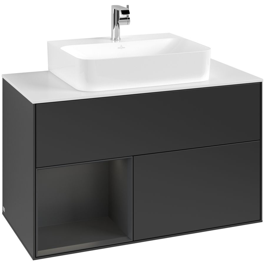 Wastafelonderkast Finion 1000x603x501mm Black Matt Lacquer F111HJPD