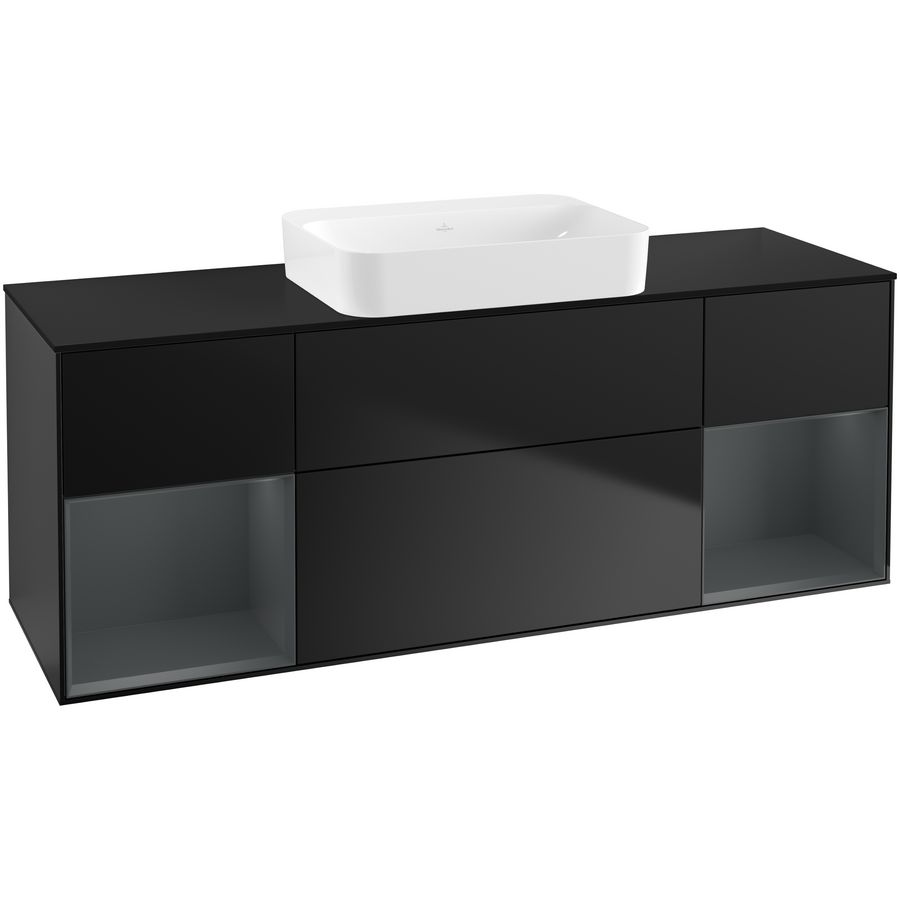 Wastafelonderkast Finion 1600x603x501mm Black Matt Lacquer G742HGPD