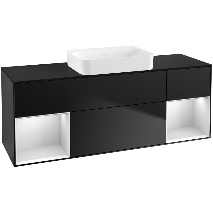 Wastafelonderkast Finion 1600x603x501mm Black Matt Lacquer G742MTPD