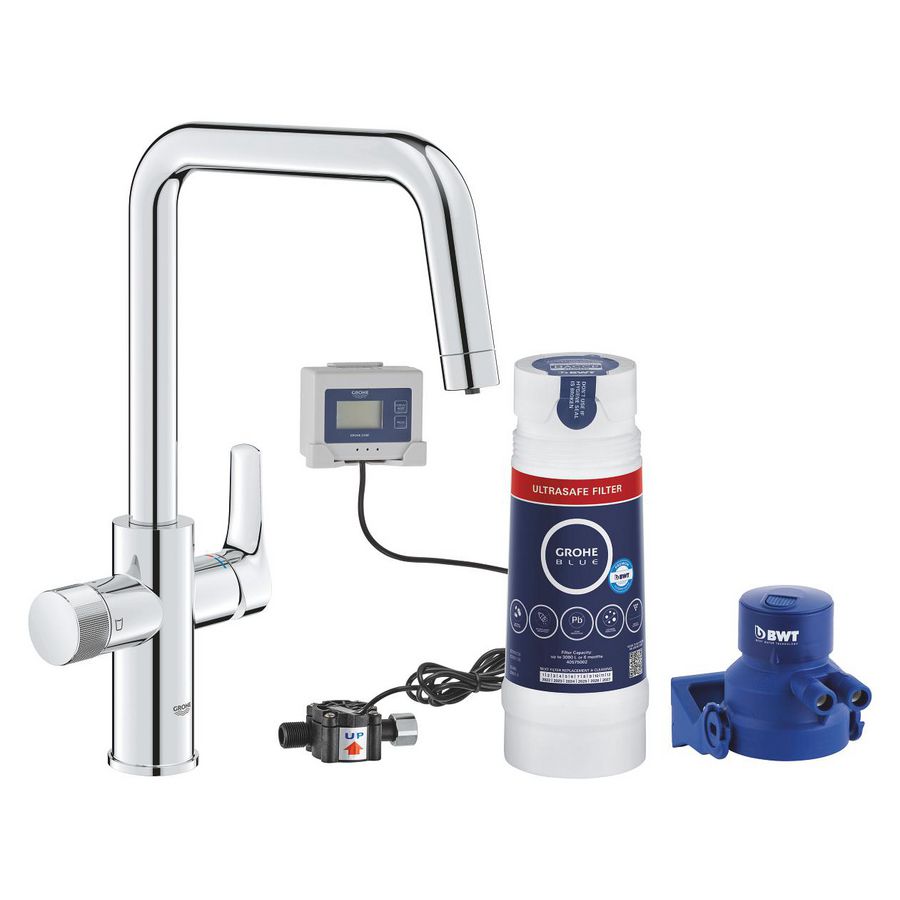 Starterkit keukenmengkraan Blue Pure Start C-uitloop met ultrasafe waterfilter