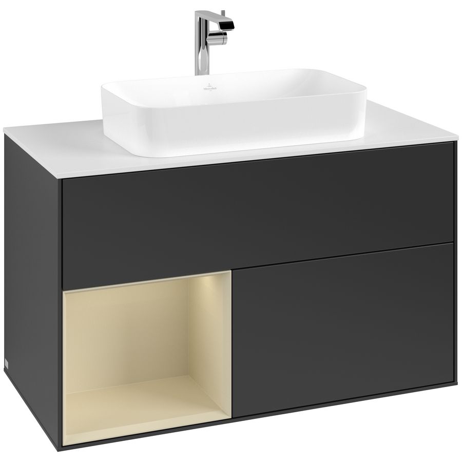 Wastafelonderkast Finion 1000x603x501mm Black Matt Lacquer F241HJPD