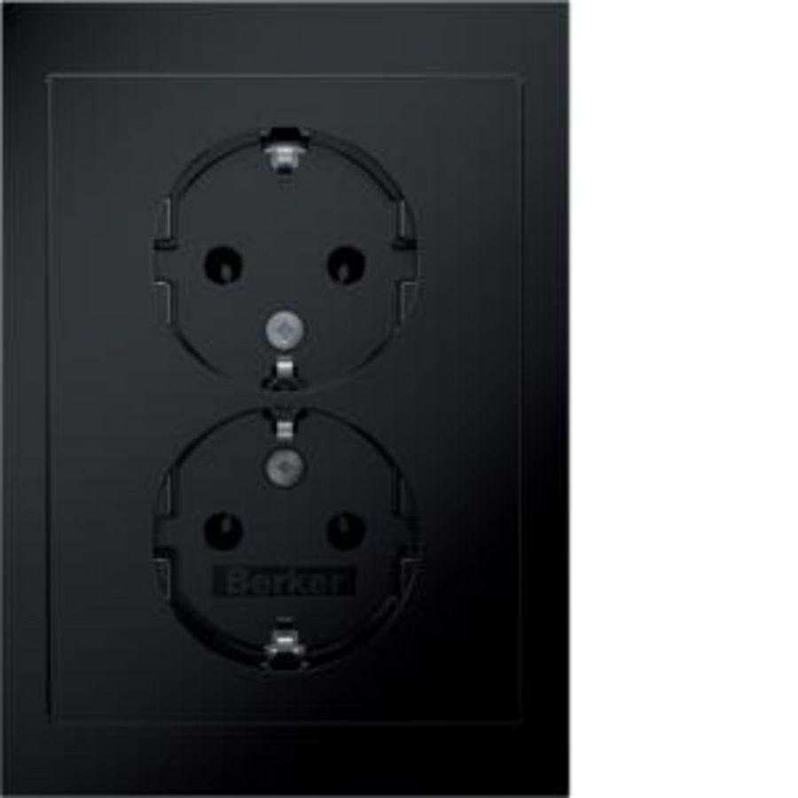 Wandcontactdoos RA 2V inb.doos hoog berker R.3 zwart gz.