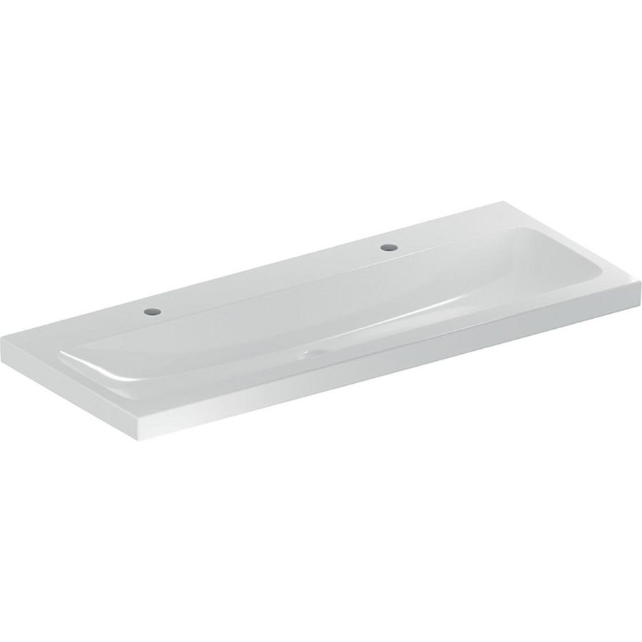 iCon Light wastafel 120x48cm 2x kraangat zonder overloop wit Keratect