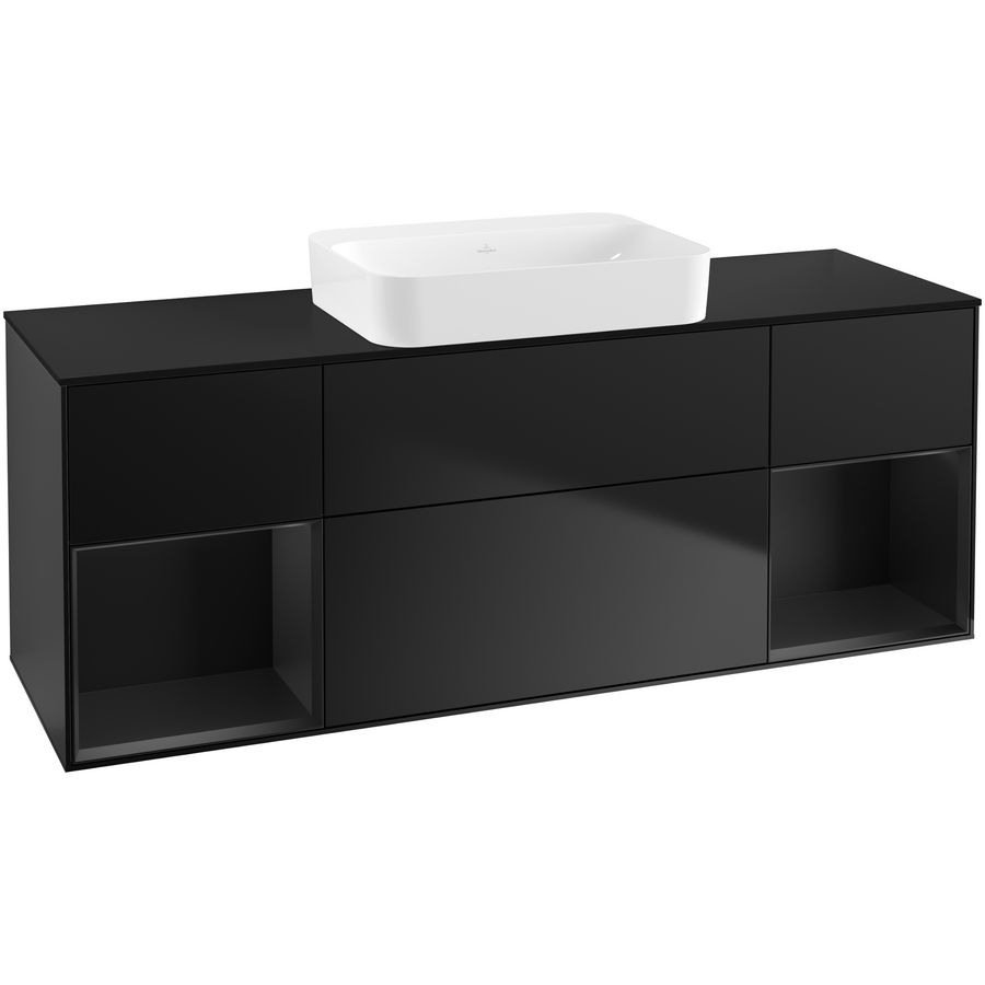 Wastafelonderkast Finion 1600x603x501mm Black Matt Lacquer G742PDPD