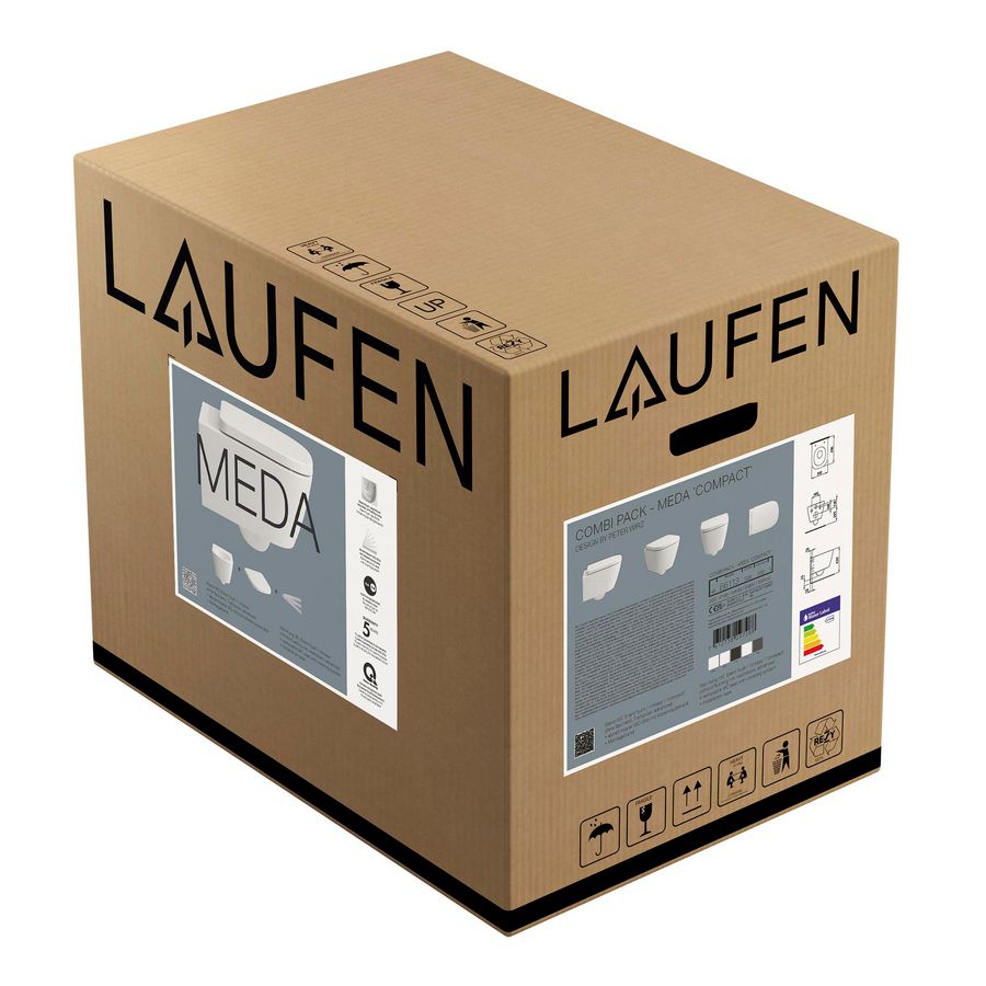 Wandcloset combipack verkort 490mm rimless MEDA incl. zitting soft close