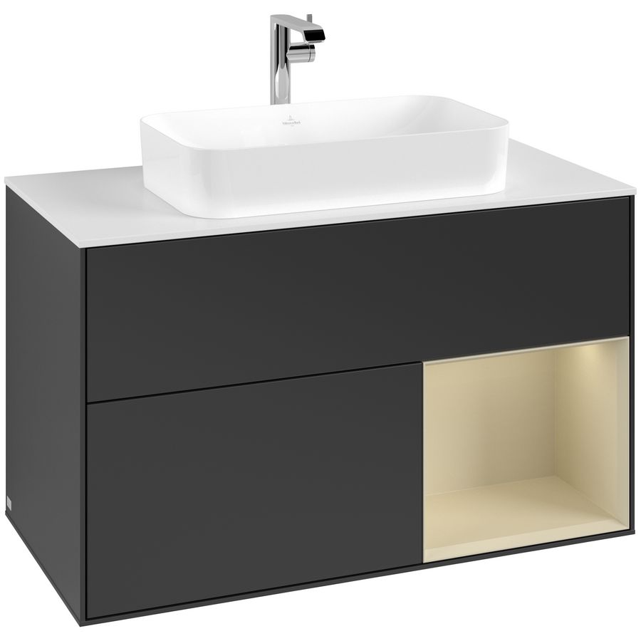 Wastafelonderkast Finion 1000x603x501mm Black Matt Lacquer F251HJPD