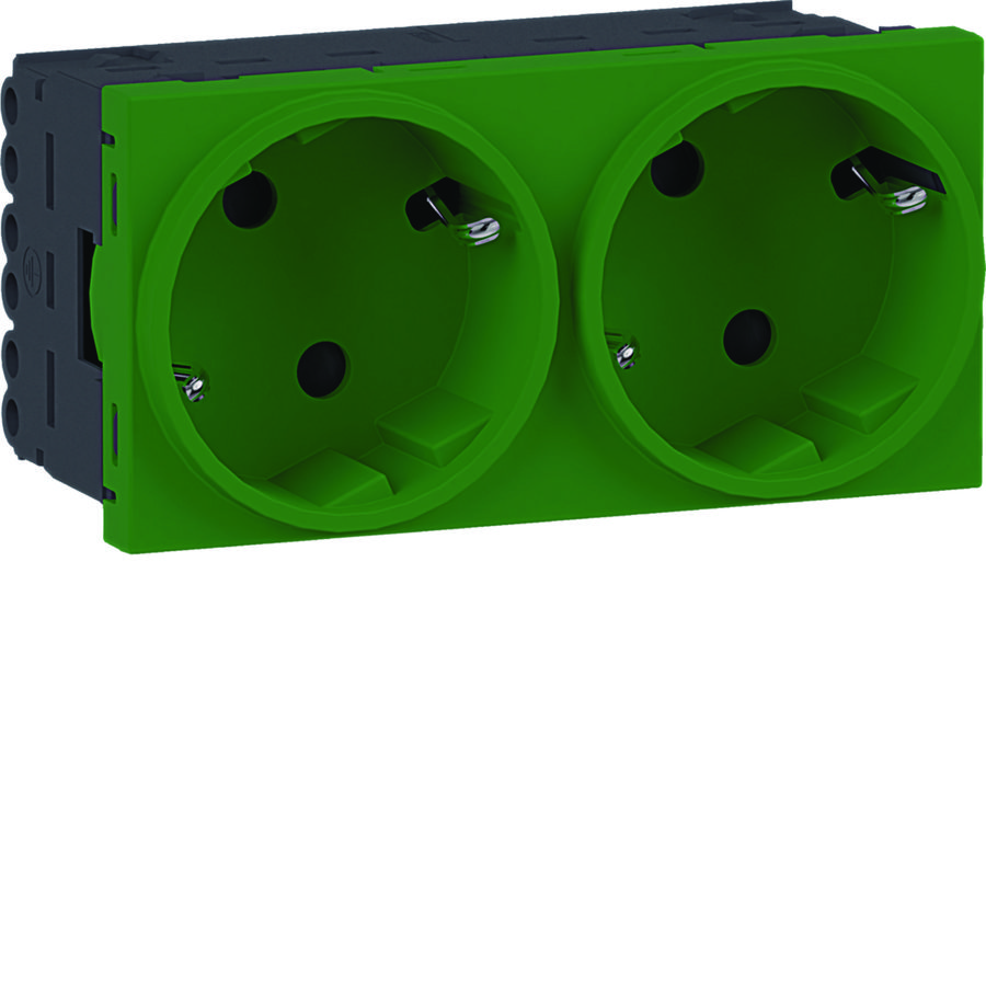 Ecoline45 contactdoos 2-voudig 45x45 66°, verkeersgroen