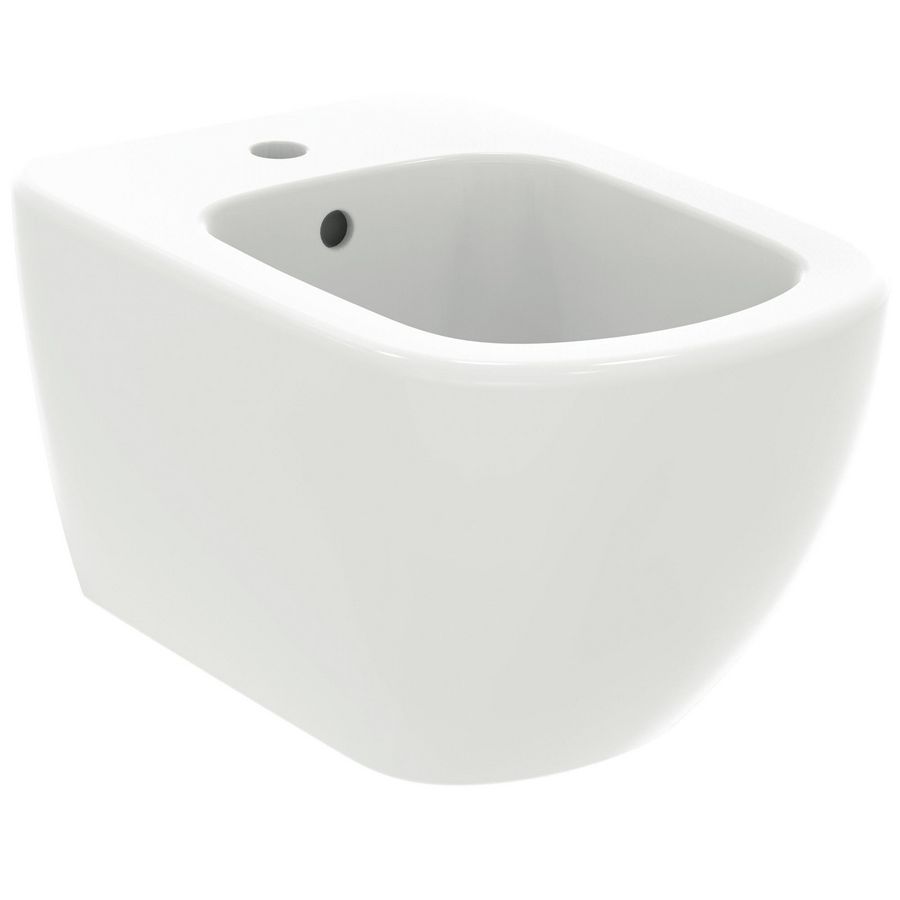tesi wandbidet met kraangat met overloop silk white T3552V1