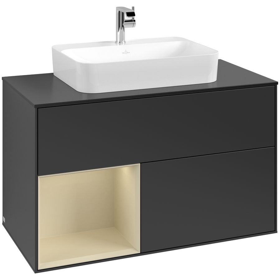 Wastafelonderkast Finion 1000x603x501mm Black Matt Lacquer F362HJPD