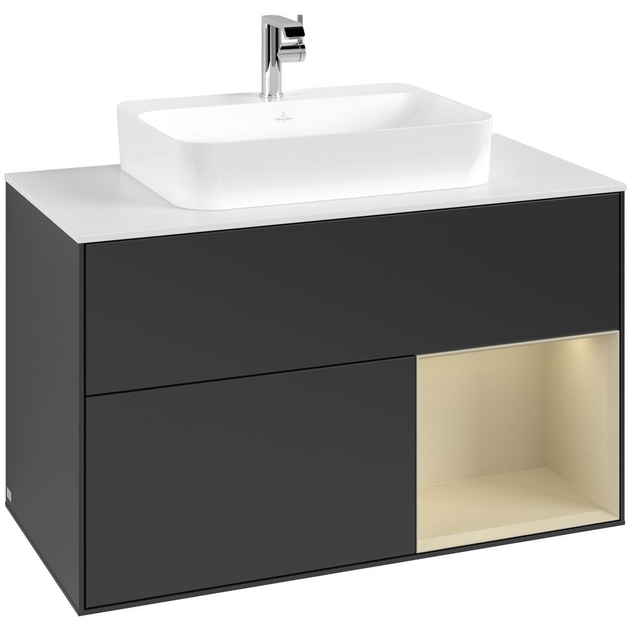 Wastafelonderkast Finion 1000x603x501mm Black Matt Lacquer F371HJPD