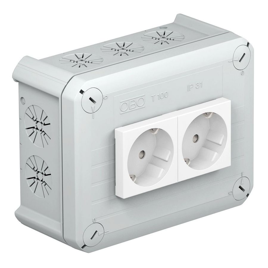 Kabeldoos met 2 wcd 33gr wit 150x116x67 polypr. li.grijs